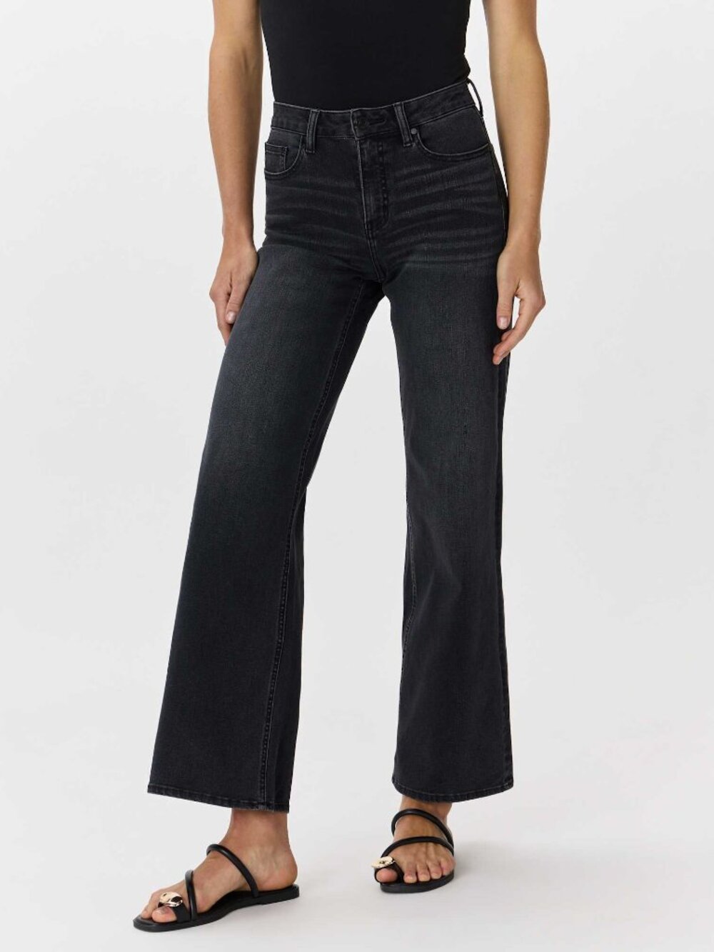 Quince Bella Stretch Wide Leg Jeans in Faded Black